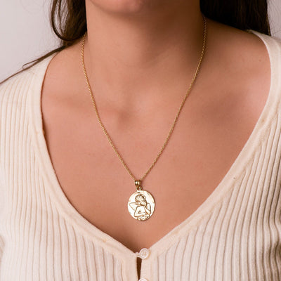 18K Shiny Burlon Angel Medal 28 mm