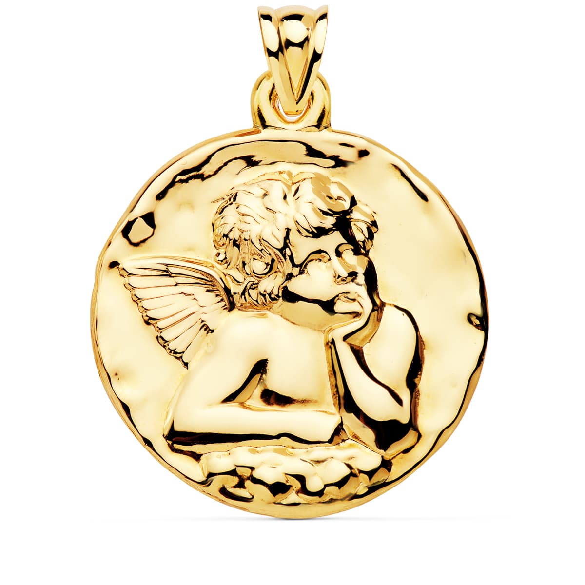 18K Medalla Angel Burlon Brillo 40 mm