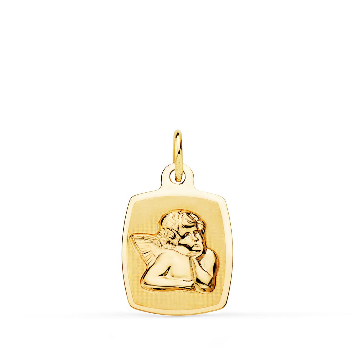 18K Medal Barrel Angelito Shiny and Matte 19x13 mm