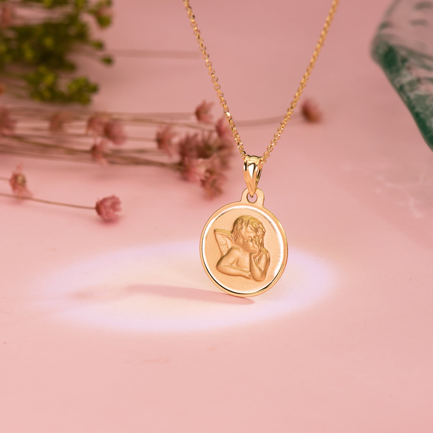 18K Round Medal Little Angel Burlon Bezel 16 mm