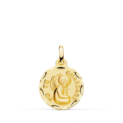 18K Medalla Tallada Angel 
