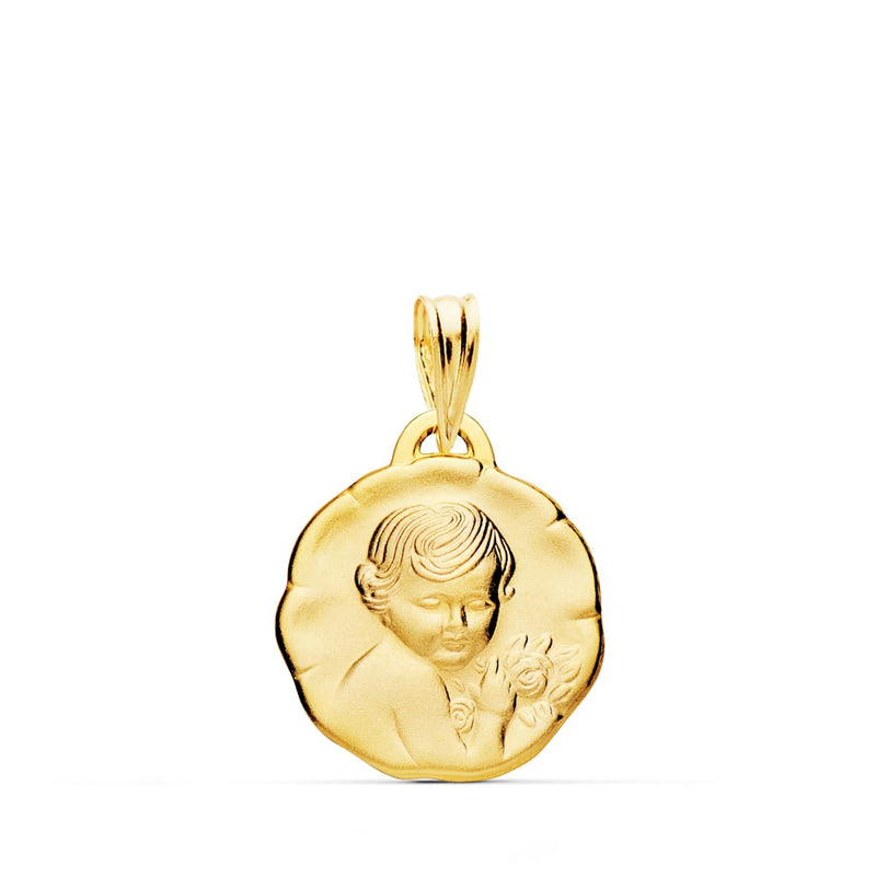 18K Cherub Angel Medal 15 mm