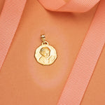 Médaille Enfant Ange Fleur 18K 17 mm