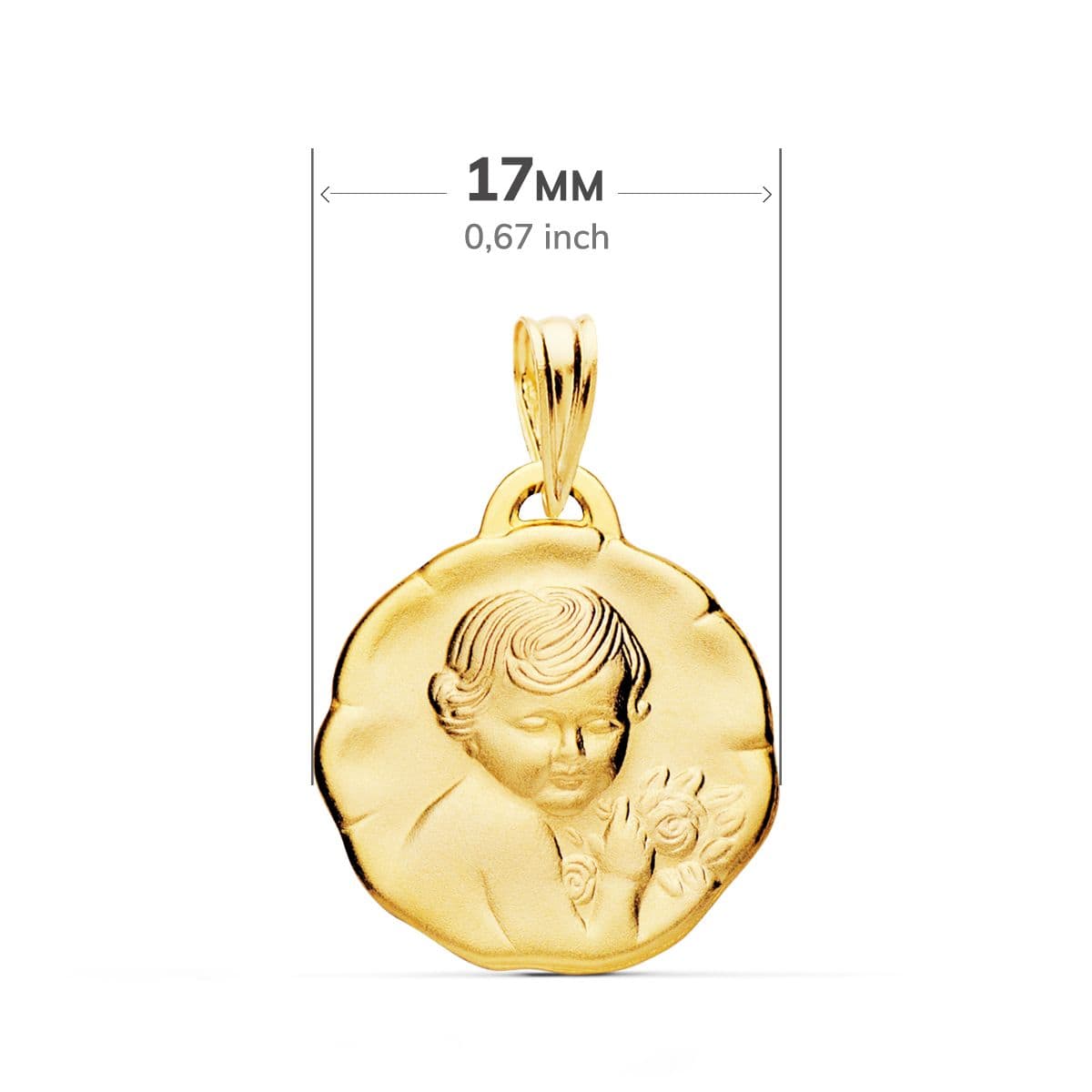 18K Angel Child Flower Medal 17 mm