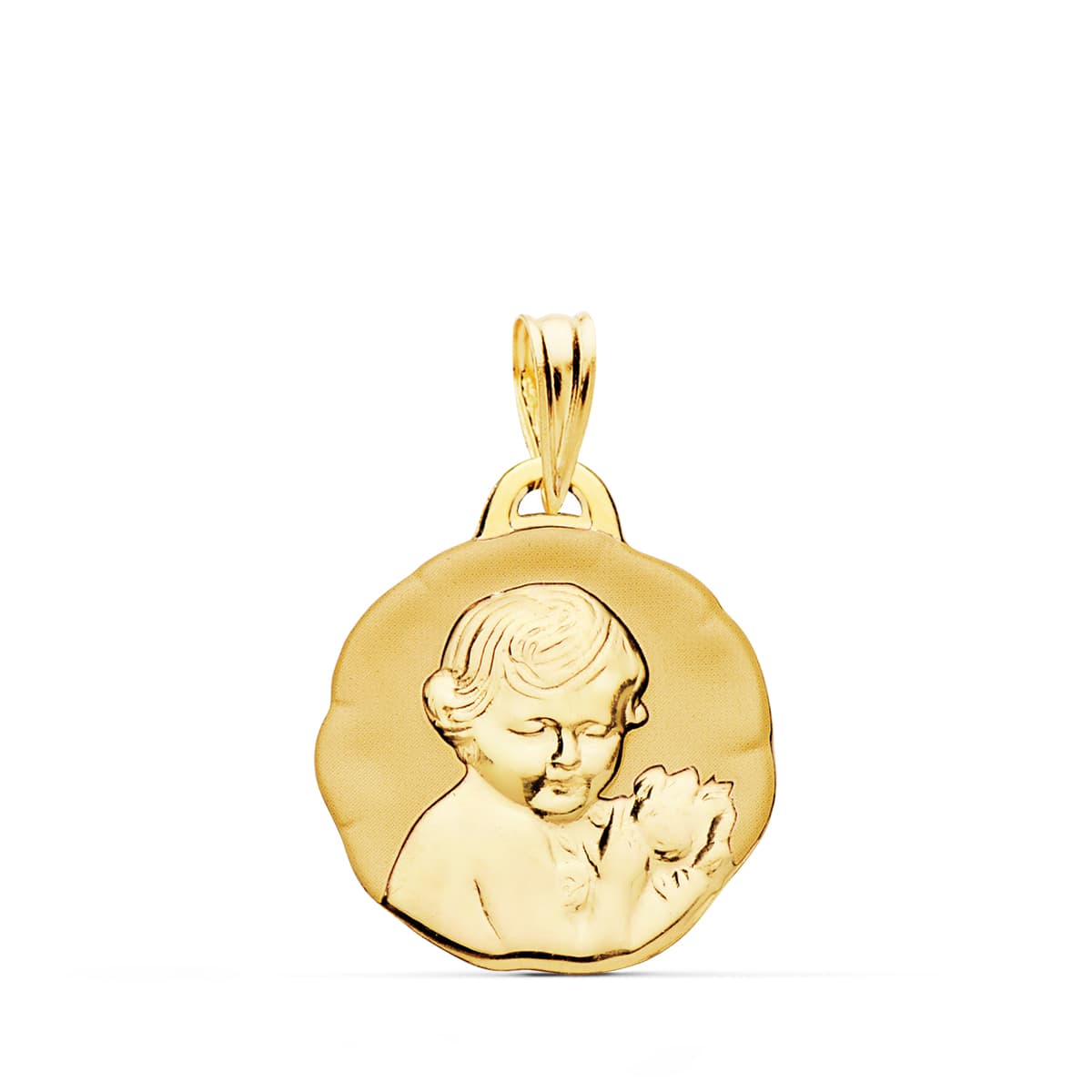 18K Angel Cherub Medal Shine 19 mm