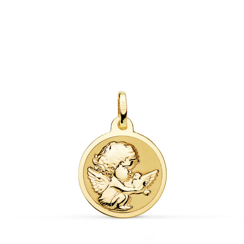 Médaille Burlon Little Angel 18K avec colombe brillante 16 mm