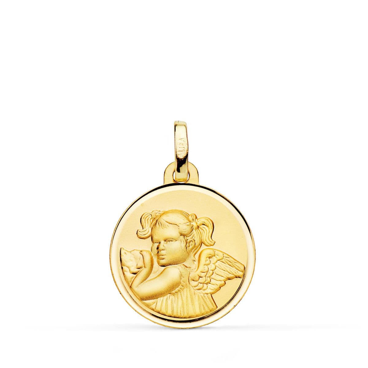 18K Yellow Gold Medal Naughty Girl Angel Bezel 18 mm