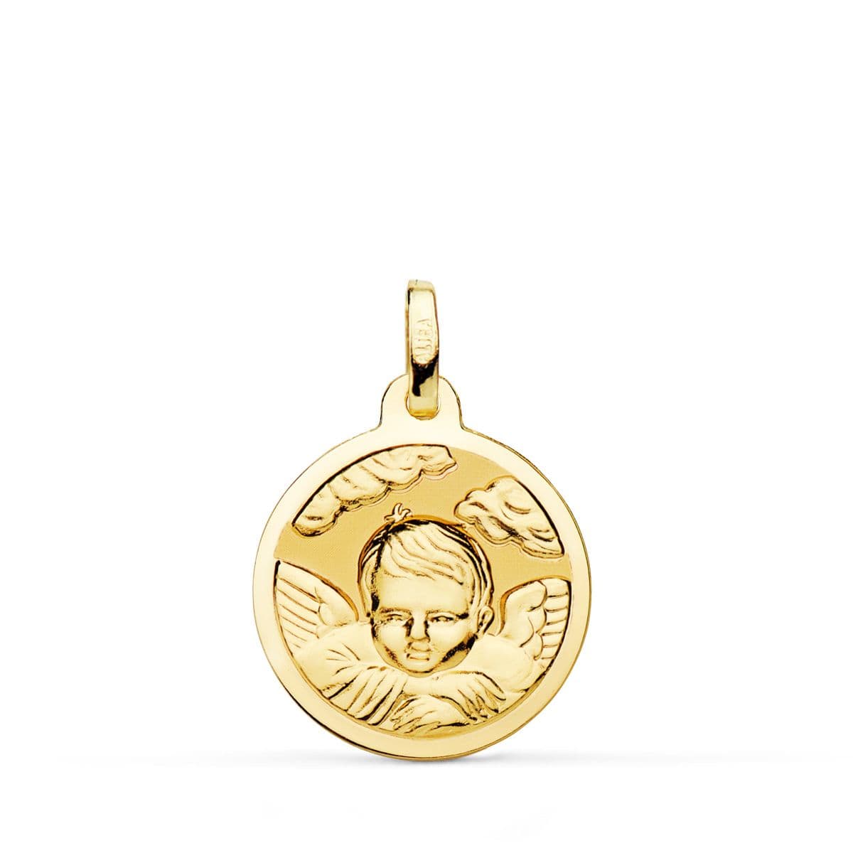 18K Yellow Gold Medal Angel Child In The Cloud Shine 18 mm