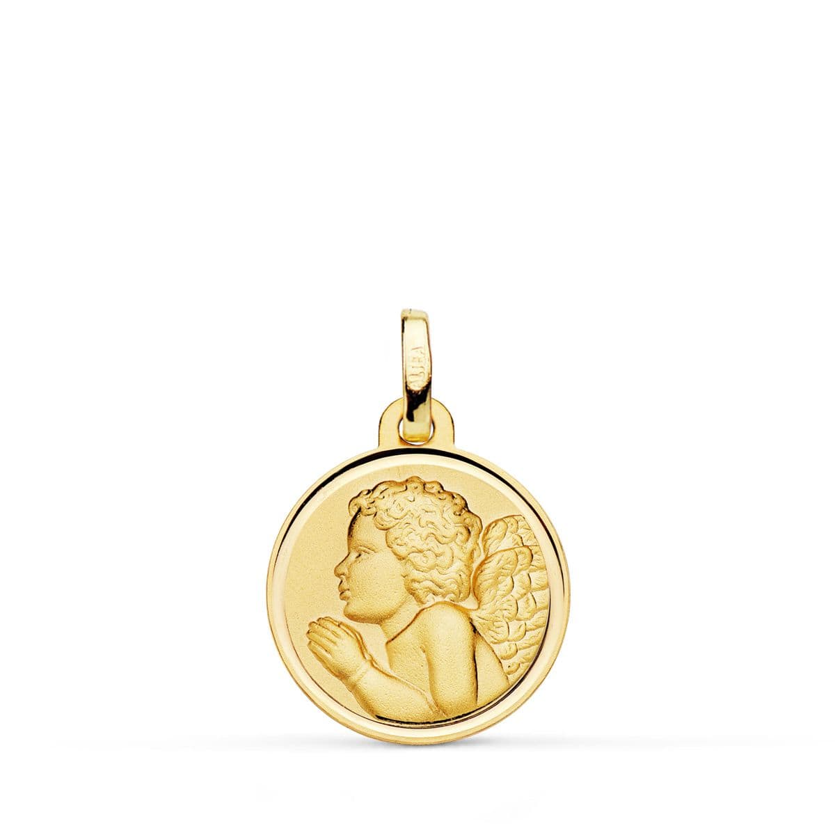 18K Yellow Gold Medal Pious Child Angel Praying Bezel 16 mm