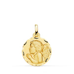 18K Carved Praying Child Angel Medal 18mm