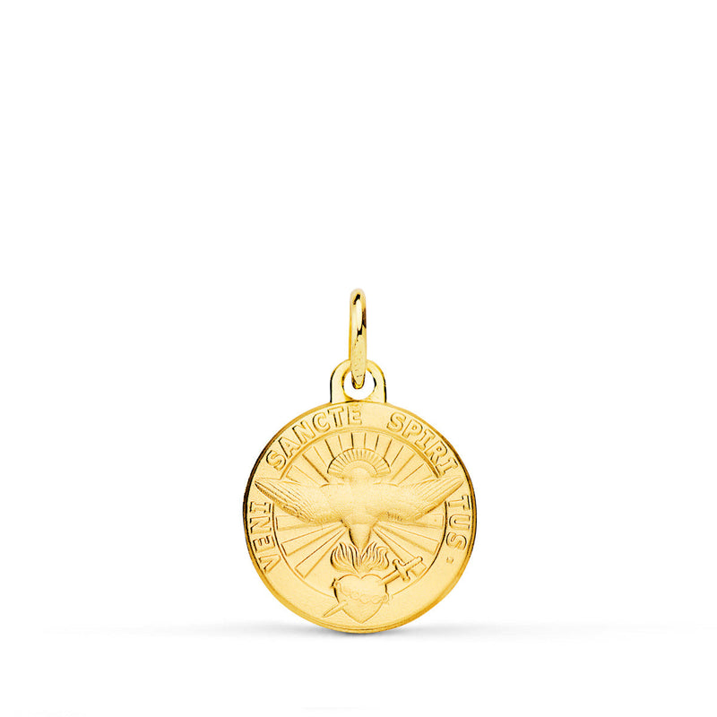 Médaille Or Jaune 18K Saint Esprit Latin Matizadda 14 mm