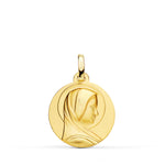 18K Yellow Gold Medal Maria Francesa Smooth Matted 18 mm