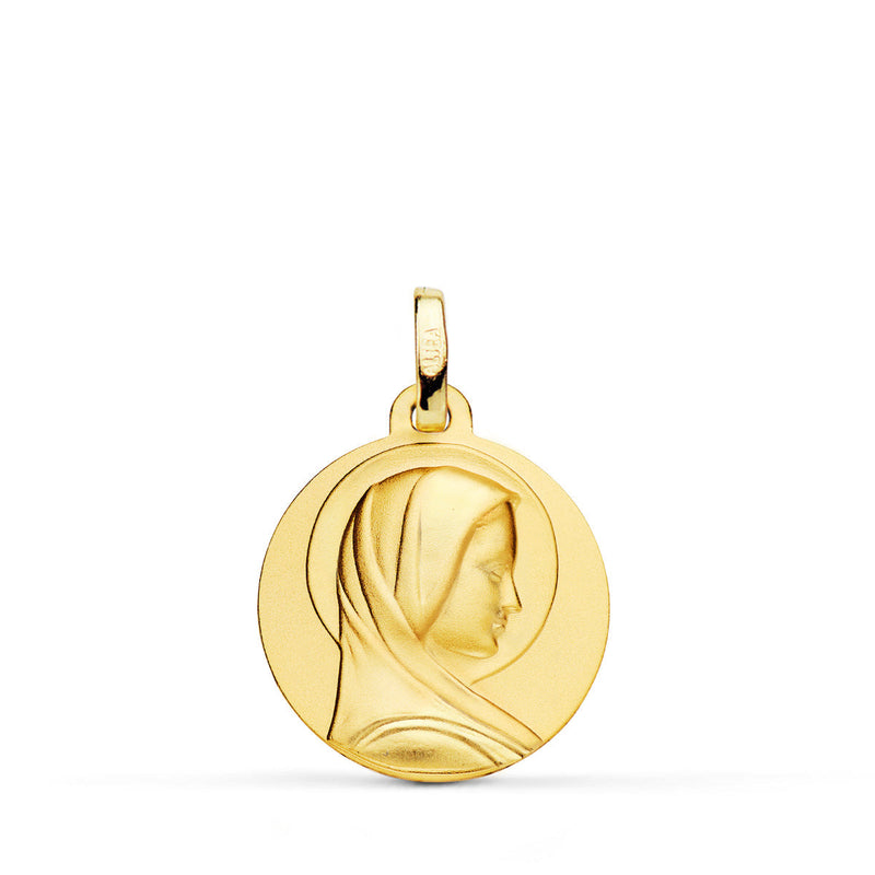 18K Yellow Gold Medal Maria Francesa Smooth Matted 18 mm