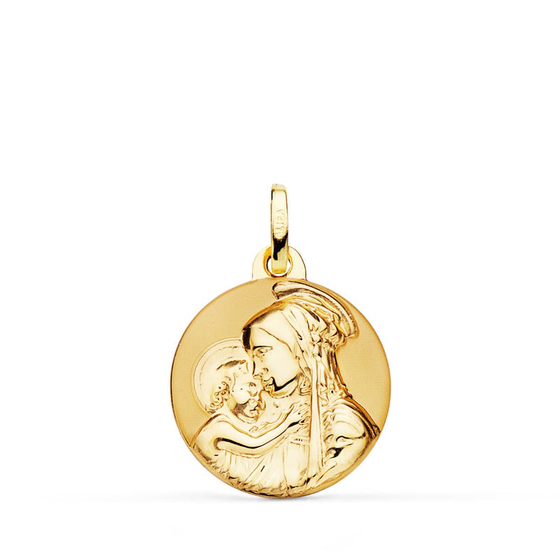 18K Medal Divine Mother Tenderness Glossy and Matte 18 mm