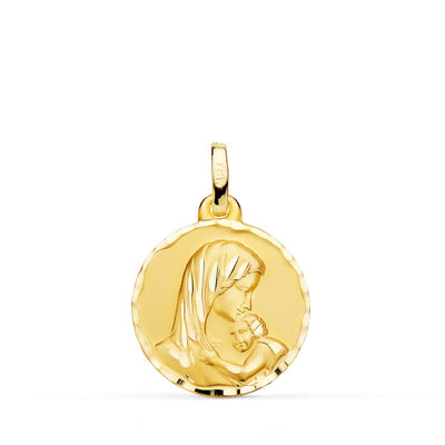 18K Mother's Medal Maternal Love Carved 18 mm