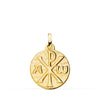 18K Medalla Oro Amarillo Cruz De Crismon Martele  18 mm