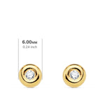 18K Pendientes Oro Amarillo Chaton Diamantes 0.100 Qts. G-Vs2. Cierre Presion