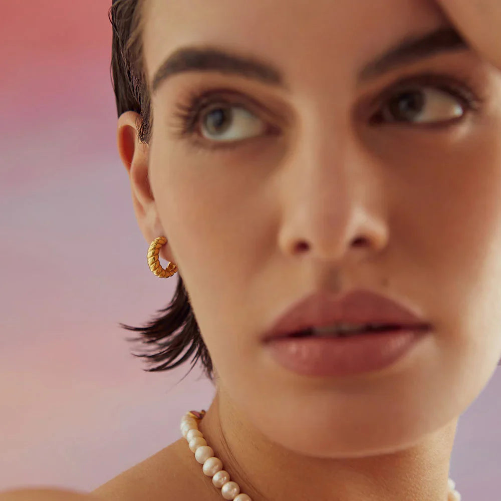 Thick Braided Gold Hoops