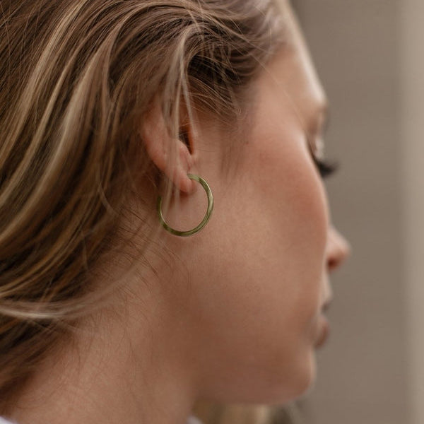 25 mm classic and elegant design gold-plated silver hoop earrings