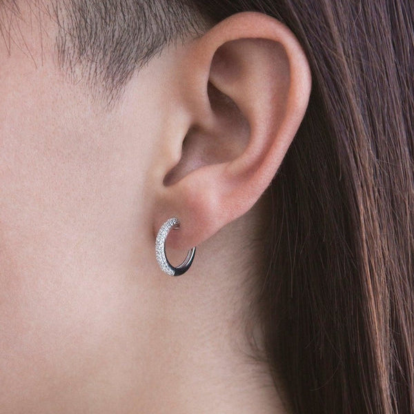 Hoop Earrings with White Zirconia 15 mm