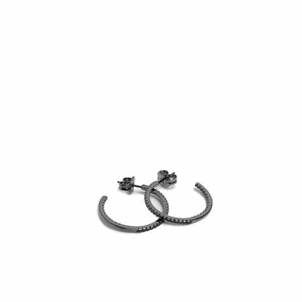 Pendientes Aro Plata Diseño Circonitas en Negro 25 mm