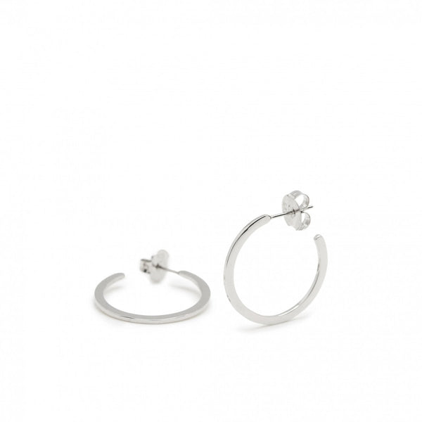 Silver hoop earrings flat and elegant design 25 mm