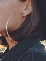 Large, thin and extreme silver hoop earrings 73 mm