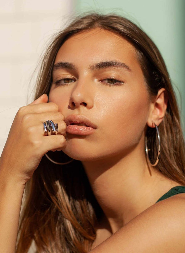 Pendientes aros grandes diseño plata lisa y cuadrados 65 mm