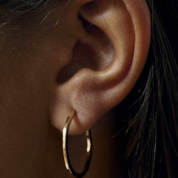 Plain Silver Gold Hoop Earrings Square Style 30 mm