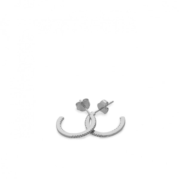 Pendientes Aro Plata Mini Engaste Circonitas Blancas 15 mm