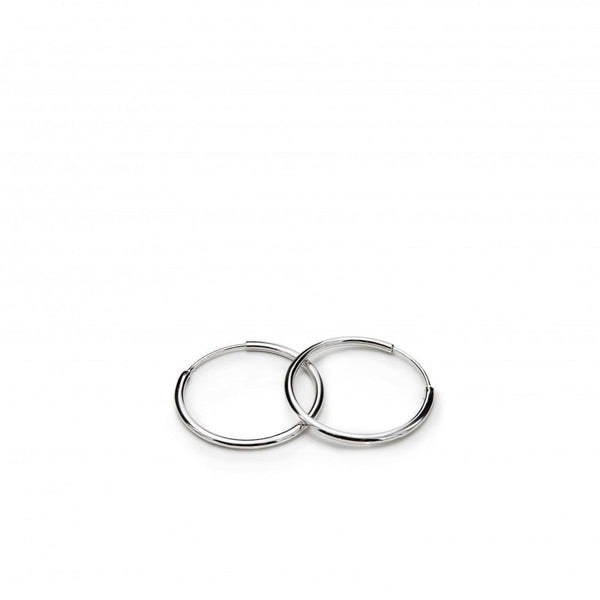 Small silver hoop earrings smooth tubular design 20 mm