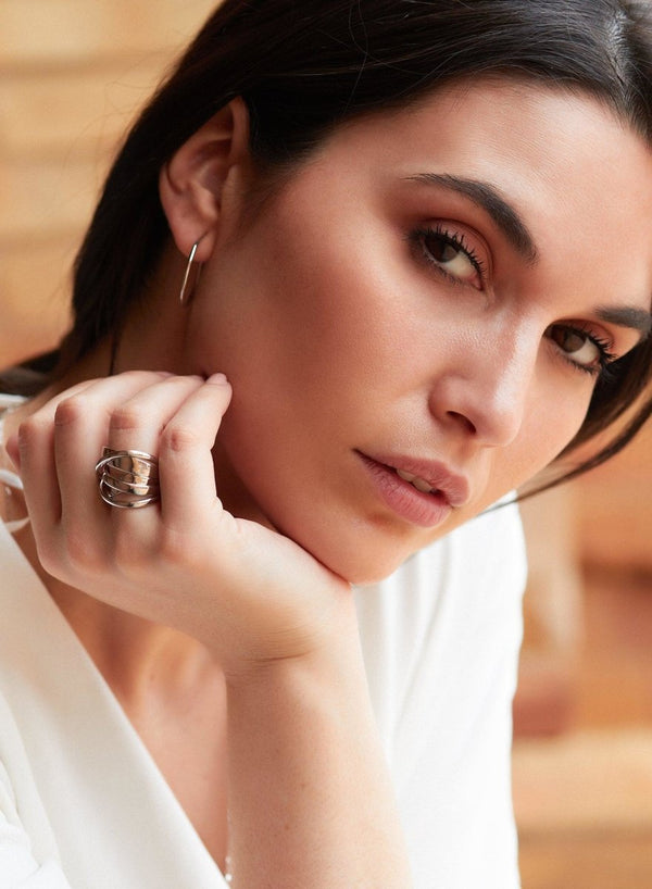 Small silver hoop earrings smooth tubular design 20 mm