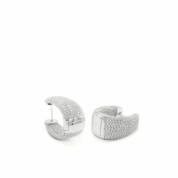 Boucles d'oreilles créoles design épaisses avec sertissage total en zircone