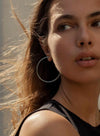 Pendientes aros grandes diseño cuadrado y plata lisa 55 mm