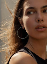 Pendientes aros grandes diseño cuadrado y plata lisa 55 mm