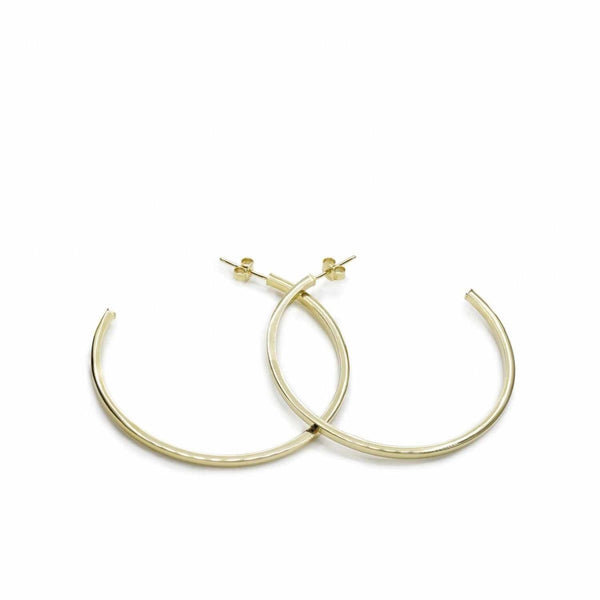 Brincos argolas grandes design quadrado banhados a ouro 55 mm