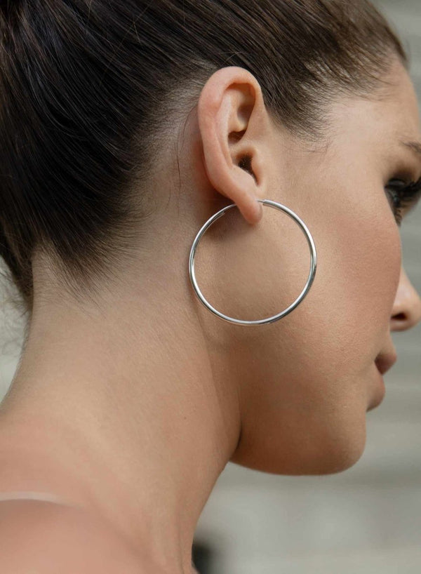 Large hoop earrings thick design with hidden clasp 50 mm