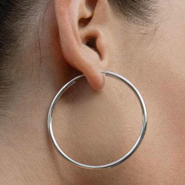 Large hoop earrings thick design with hidden clasp 50 mm