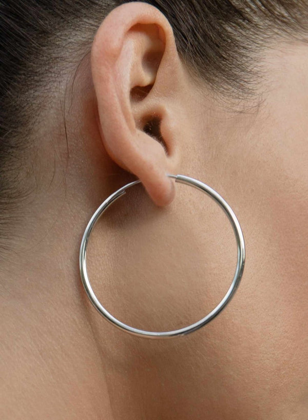 Large hoop earrings thick design with hidden clasp 50 mm