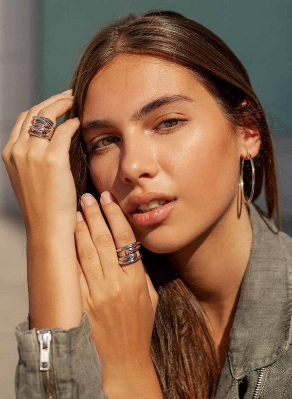 Large hoop earrings tubular design with hidden clasp 42 mm