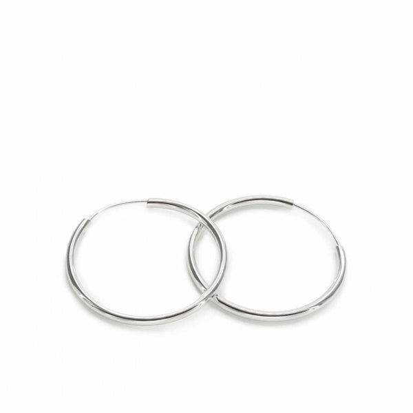 Large hoop earrings tubular design with hidden clasp 42 mm