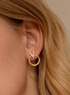 Boucles d'oreilles design circulaire bicolore avec zircons