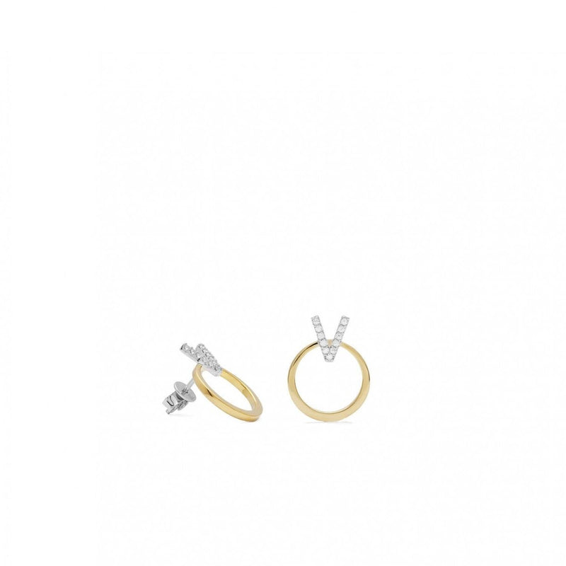 Boucles d'oreilles design circulaire bicolore avec zircons