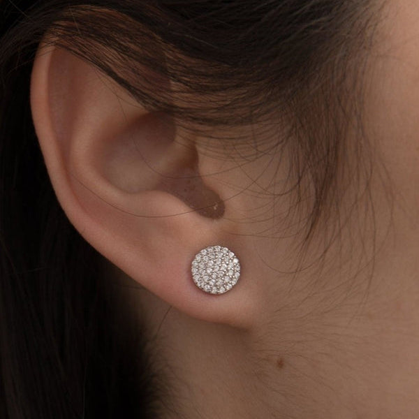 Small Silver Shiny Earrings Circle Motif 8 mm