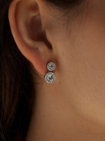 Boucles d'oreilles en argent avec doubles diamants et zircons