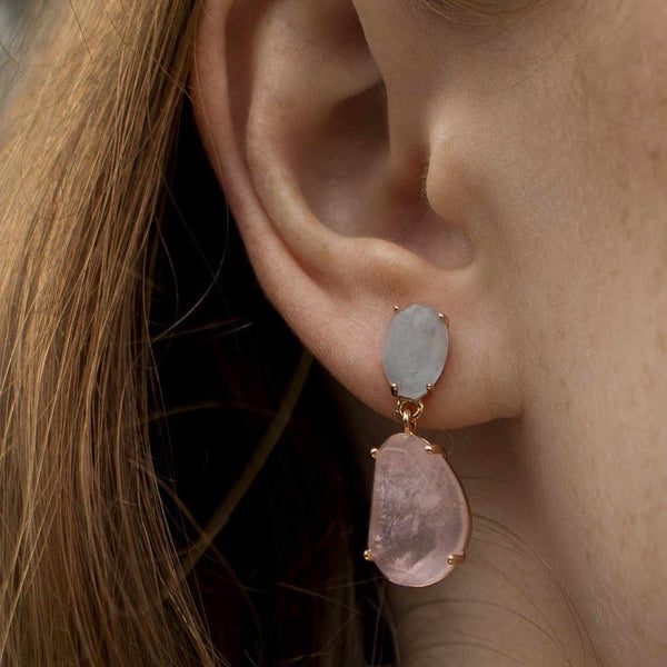 Natural Stone Earrings Silver with Semi-Precious Stones