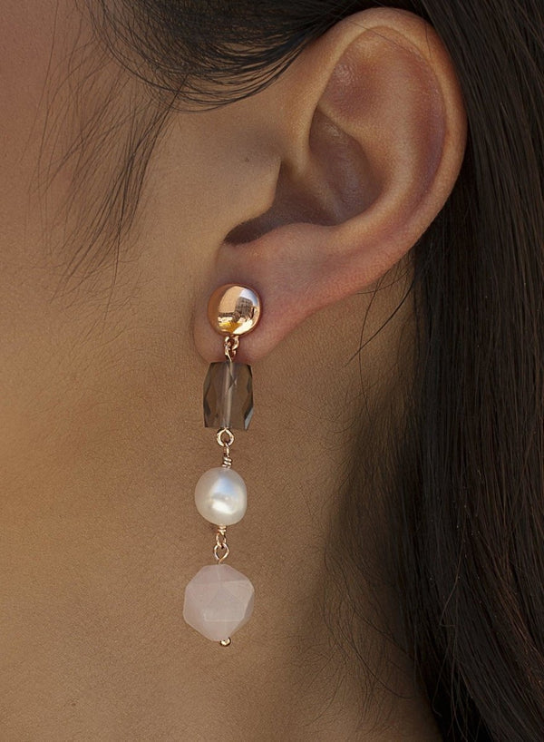 Natural stone earrings pearl pendant design