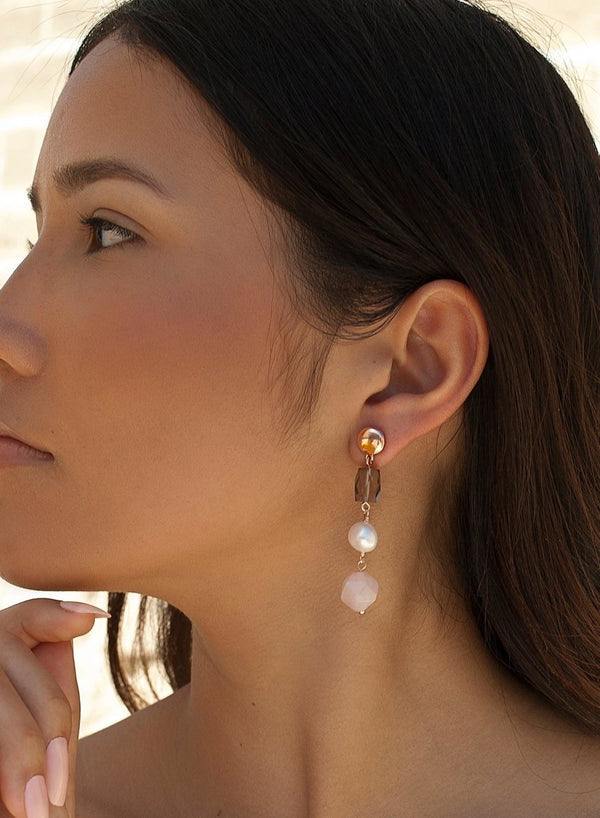 Natural stone earrings pearl pendant design