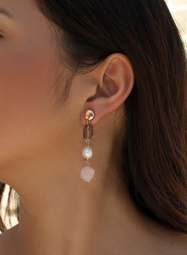 Natural stone earrings pearl pendant design