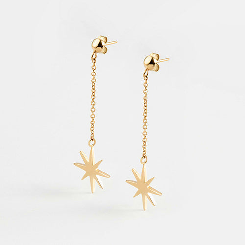 Long Gold Star Earrings